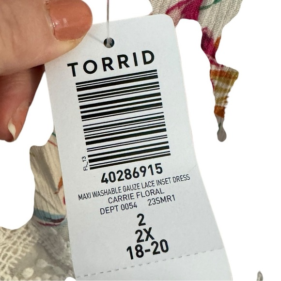 Torrid Women's Maxi Washable Gauze Lace Inset Dress in Carrie Floral Size 2X NEW - Picture 8 of 10